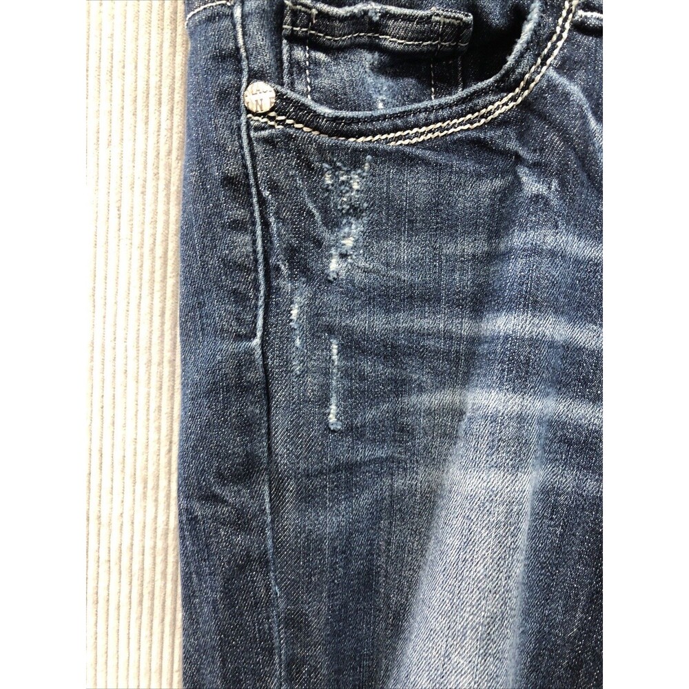 Machine Juniors Jeggings Size 9 Factory Destroyed Dark Wash - Picture 5 of 16